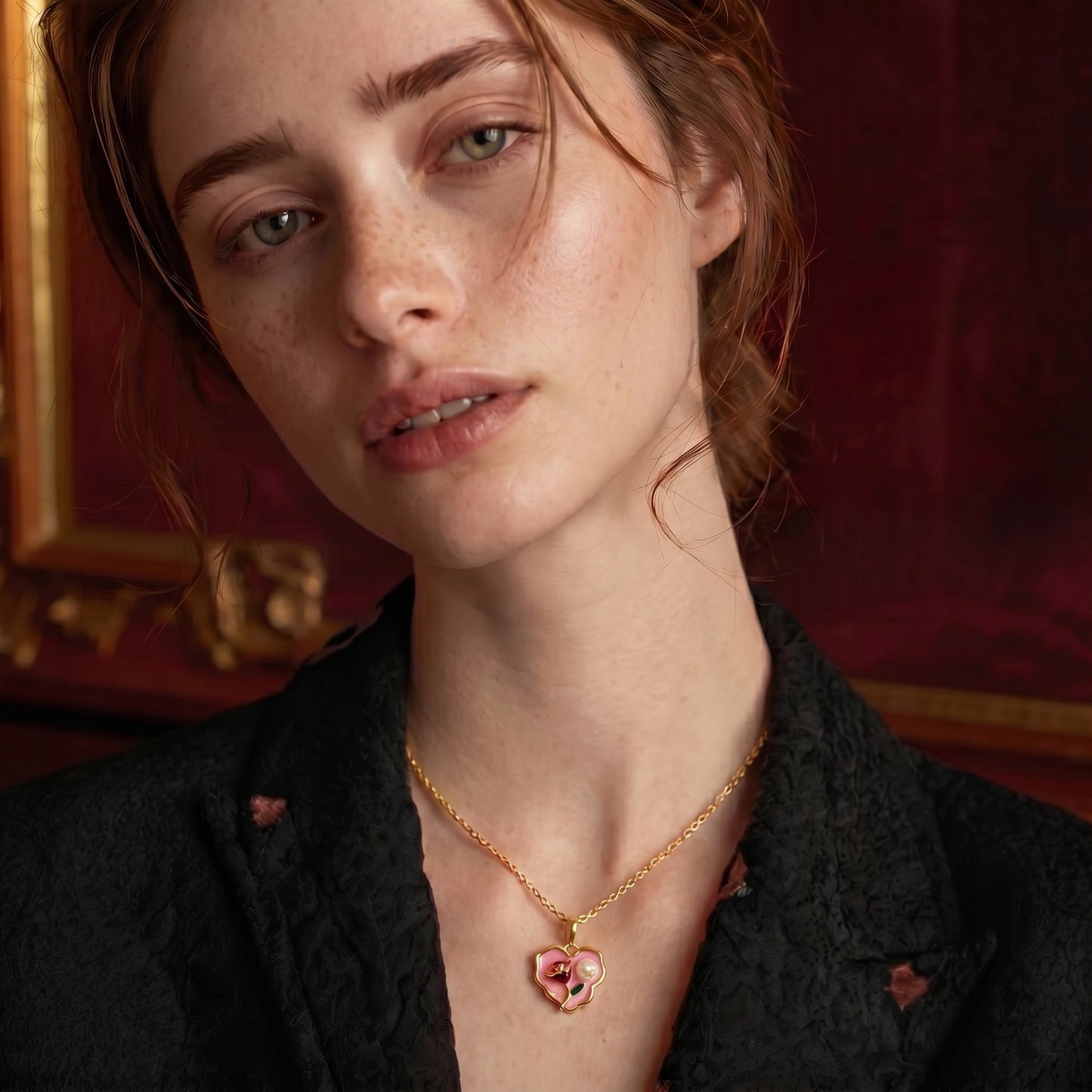 Rosé Pearl Heart Necklace