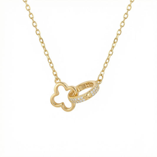 Fortuna Clover Pavé Necklace