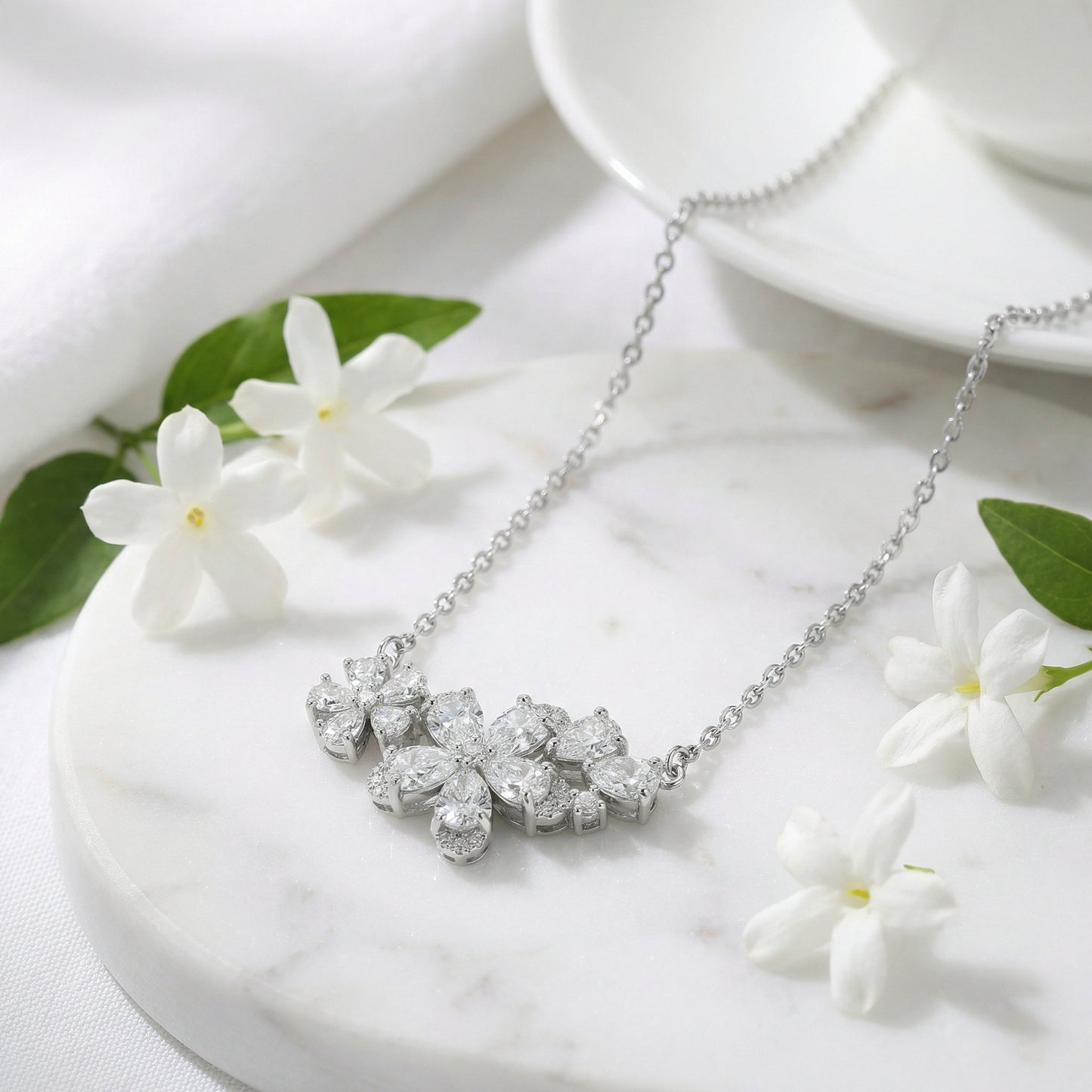 Fleur Moissanite Cluster Necklace
