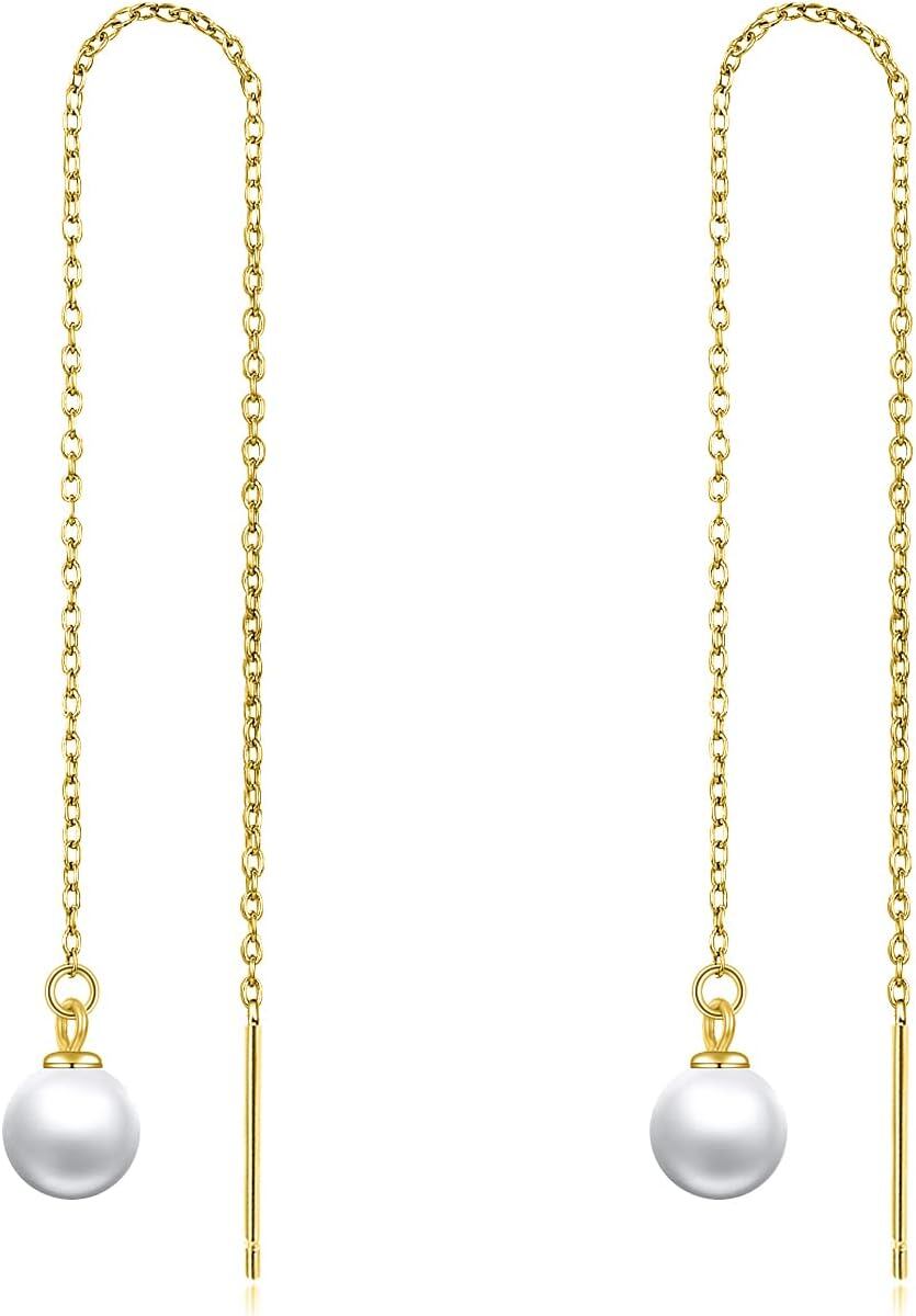 Pearl Opal Dangle Earrings 14K,18KSolid Gold