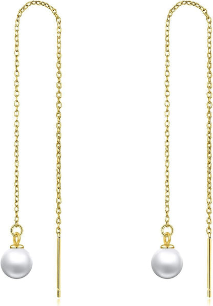 Pearl Opal Dangle Earrings 14K,18KSolid Gold