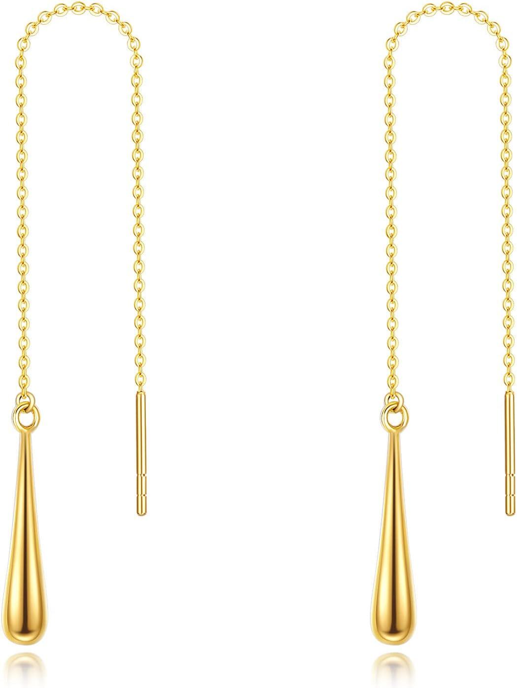 Pearl Opal Dangle Earrings 14K,18KSolid Gold