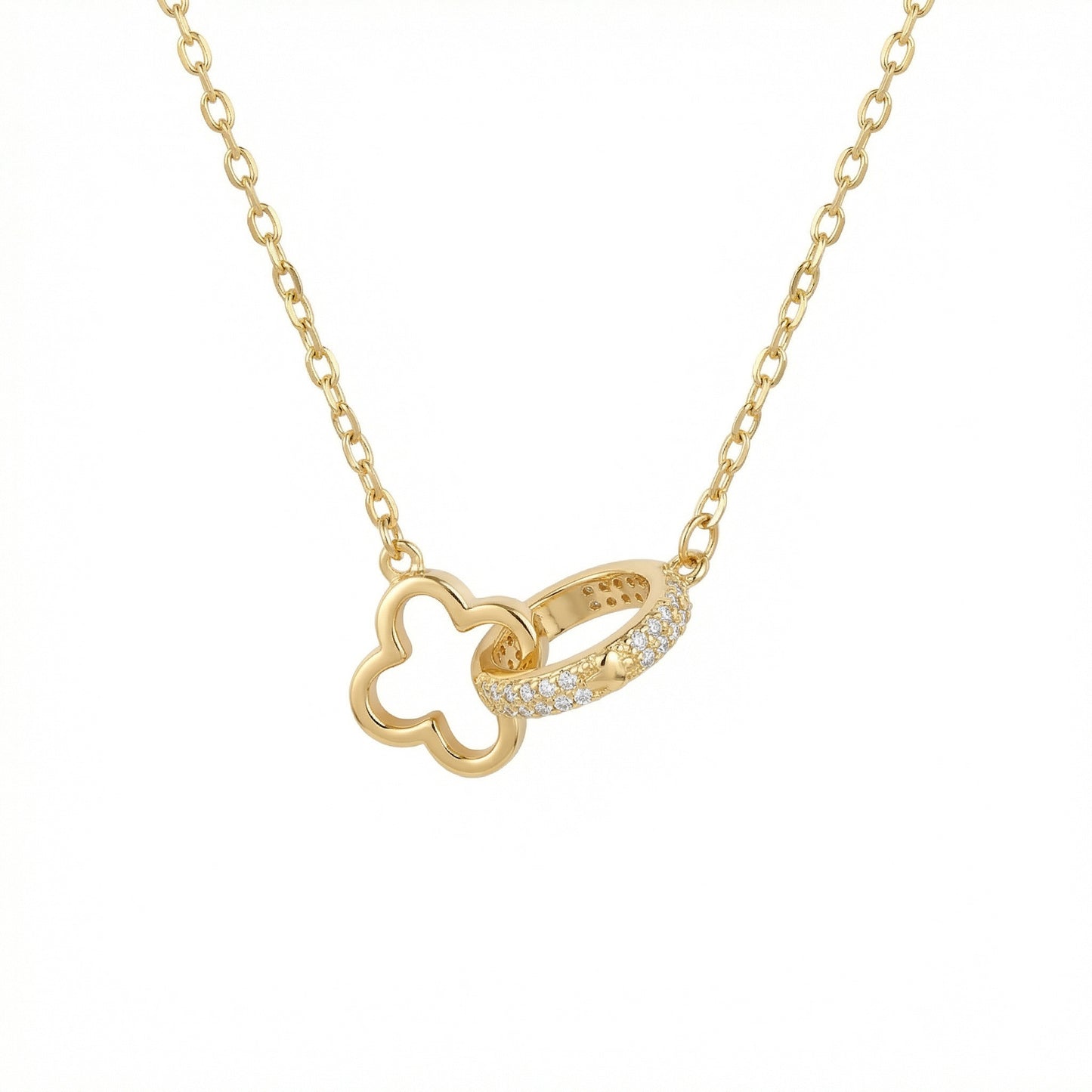 Fortuna Clover Pavé Necklace